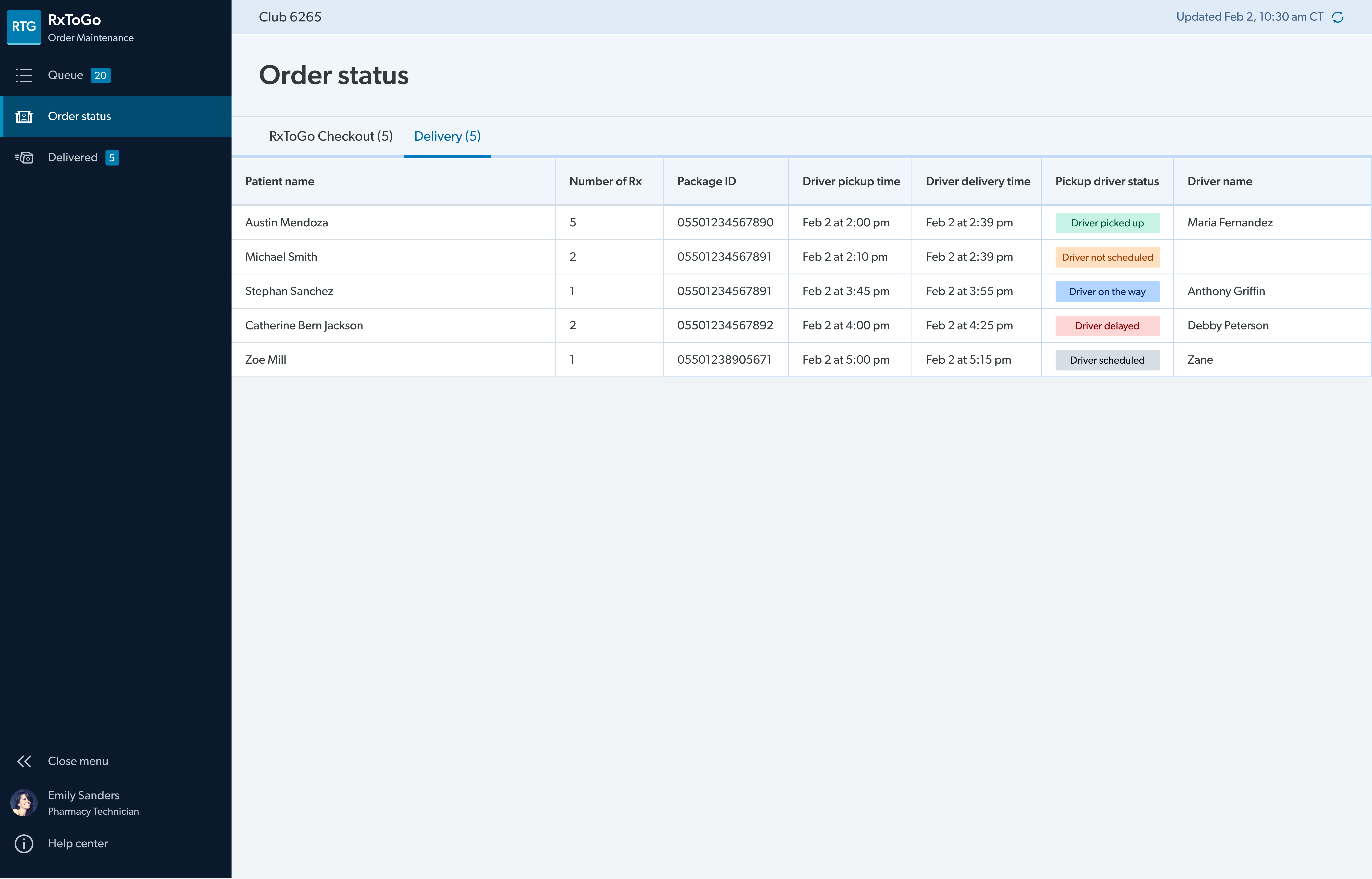 Order Maintenance web dashboard