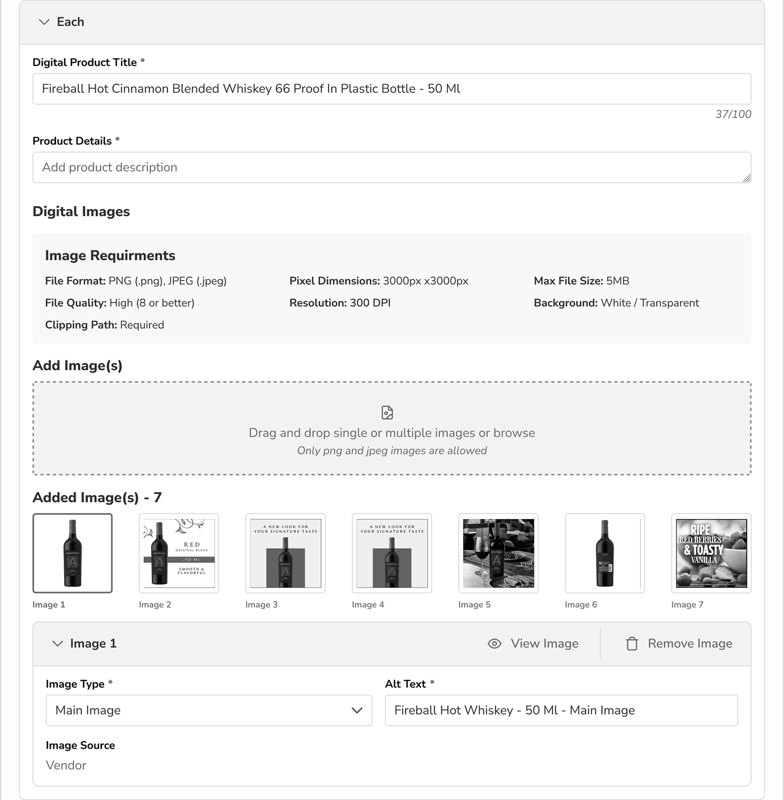 Iteration of restructured layout — added image list