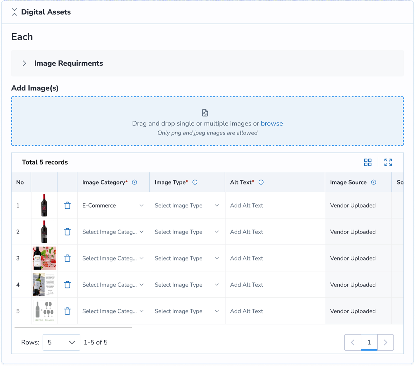 Iteration of restructured layout — digital assets table
