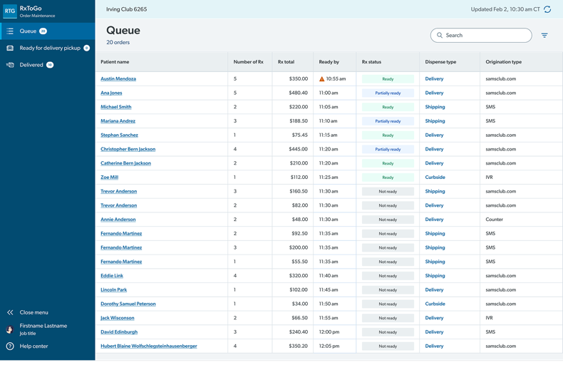 Web order queue iteration 1