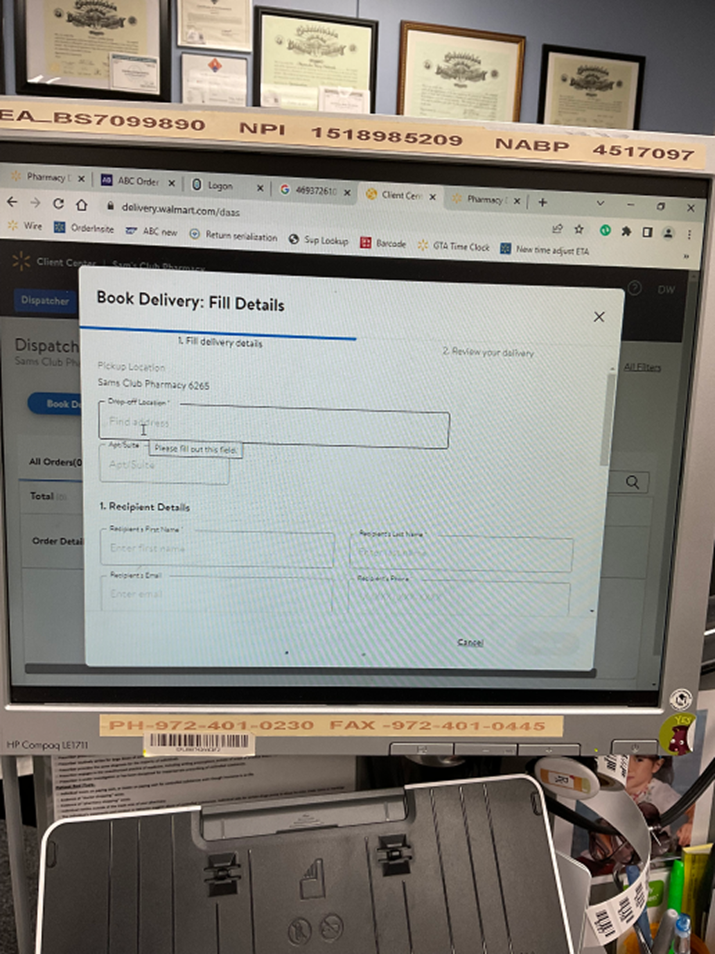 GoLocal booking screen on desktop monitor