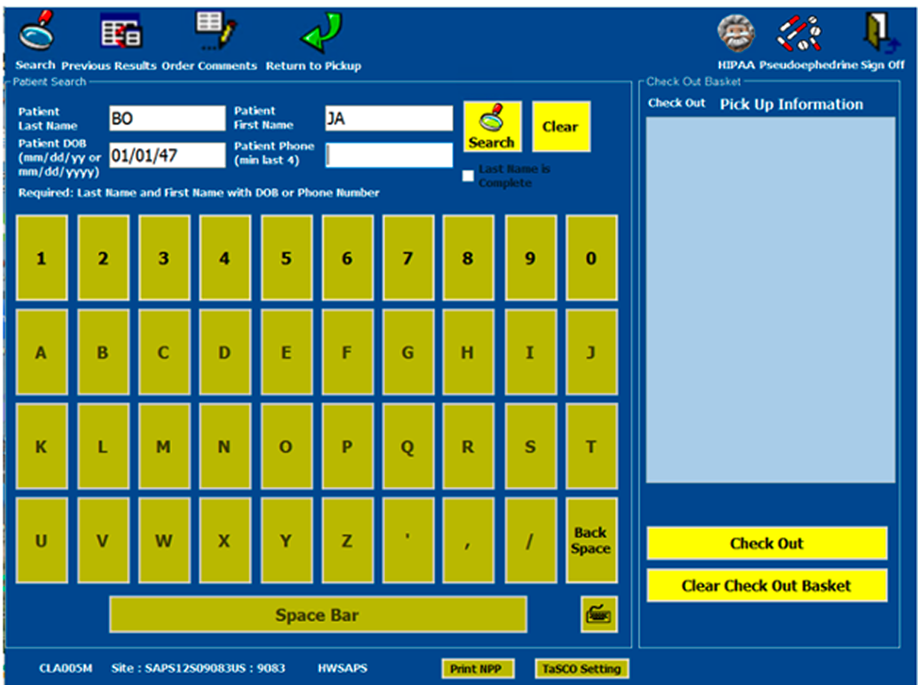 POS keypad screen used for order payment